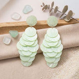 Dangle Lime Green Swirl Shell Disc Resort Earrings