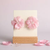 Oversized Light Pink Acrylic Flower Stud Earrings