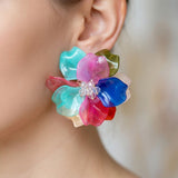 Oversized Multicolor Acrylic Flower Stud Earrings