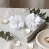 Oversized White Acrylic Petal Flower Stud Earrings