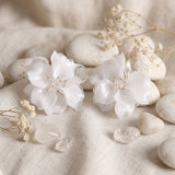 Oversized White Acrylic Petal Flower Stud Earrings