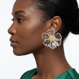 Oversized Clear Translucent Flower Stud Earrings