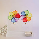 Oversized Rainbow Translucent Flower Stud Earrings