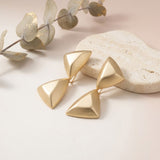 Drop Matte Gold Puffed Triangle Modern Earrings