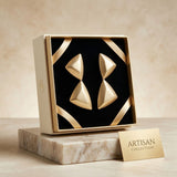 Drop Matte Gold Puffed Triangle Modern Earrings