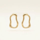 Stud Brushed Matte Gold Wavy Oval Earrings