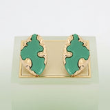Stud Green and Gold Molten Metal Retro Earrings