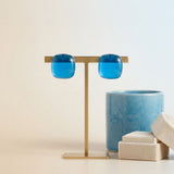 Chunky Blue Translucent Square Stud Earrings