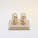 Stud Matte Gold Hammered Dome Teardrop Earrings