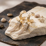Gold Hoop with Ivory Horn Drop Earrings