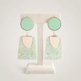 Drop Marbled Green Trendy Trapezoid Earrings