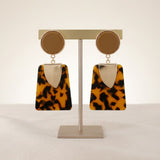 Drop Leopard Brown Trendy Trapezoid Earrings