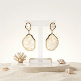 Ivory Pearlescent Organic Teardrop Gold Earrings