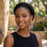 Colorful Confetti Organic Teardrop Gold Earrings