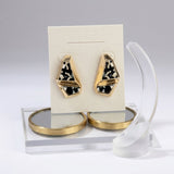 Stud Abstract Black Mosaic Terrazzo Earrings