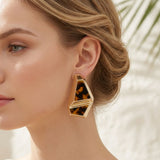 Stud Abstract Leopard Mosaic Terrazzo Earrings