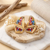 Stud Abstract Multicolor Mosaic Terrazzo Earrings