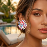 Multicolor Sequins and Beads Cluster Stud Earrings