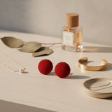 Clip On Oversized Domed Red Rhinestone Earrings