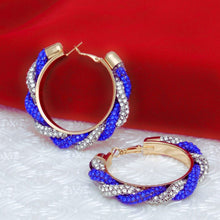Load image into Gallery viewer, Sorority Vibrant Blue Clear Twisted Tube Hoops
