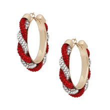 Load image into Gallery viewer, DST Vibrant Red Clear Twisted Hoop Earrings Women
