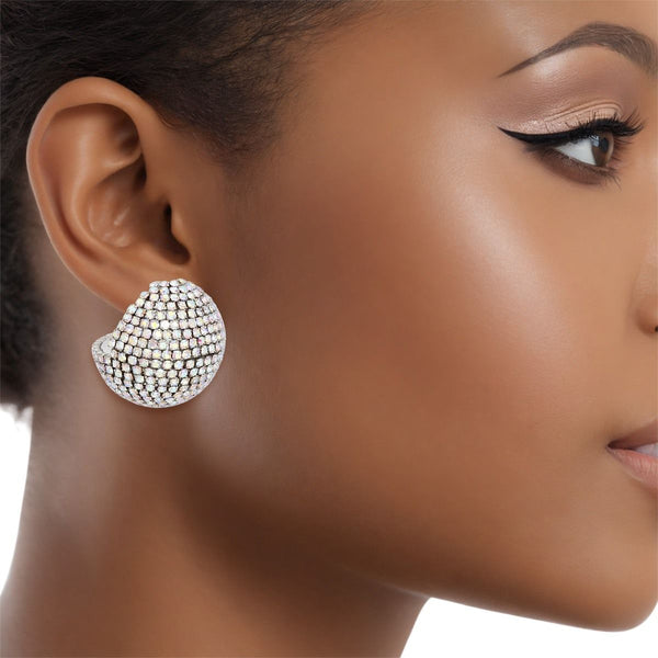 Stud Disco Glam Radiant Aurbo Silver Sphere Earrings
