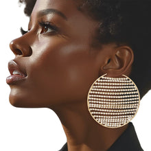 Cargar imagen en el visor de la galería, Hoop Linear Rhinestone Sparkle Gold Earrings
