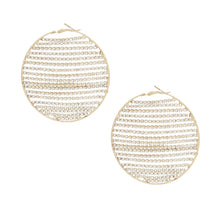 Cargar imagen en el visor de la galería, Hoop Linear Rhinestone Sparkle Gold Earrings
