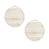 Hoop Linear Rhinestone Sparkle Gold Earrings