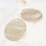 Hoop Linear Rhinestone Sparkle Gold Earrings