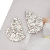 Stud 1920s Gold Ruffle Fan Rhinestone Earrings