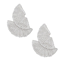 Cargar imagen en el visor de la galería, Stud 1920s Silver Ruffle Fan Rhinestone Earrings
