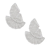 Stud 1920s Silver Ruffle Fan Rhinestone Earrings