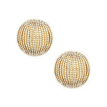 Load image into Gallery viewer, Stud Domed Gold Striped Shimmer Polished Earrings

