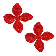 Cargar imagen en el visor de la galería, Stud Brilliant Red Dimensional Flower Earrings
