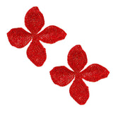 Stud Brilliant Red Dimensional Flower Earrings