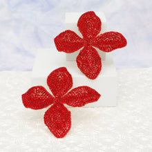 Cargar imagen en el visor de la galería, Stud Brilliant Red Dimensional Flower Earrings
