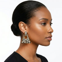 Load image into Gallery viewer, Drop Jungle Chic Leopard Trapezoid Hinge Earrings

