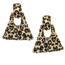 Load image into Gallery viewer, Drop Jungle Chic Leopard Trapezoid Hinge Earrings
