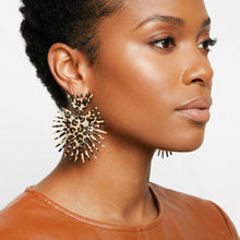 Load image into Gallery viewer, Drop Jungle Chic Leopard Spiked Fan Earrings
