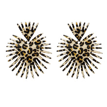 Load image into Gallery viewer, Drop Jungle Chic Leopard Spiked Fan Earrings
