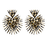 Drop Jungle Chic Leopard Spiked Fan Earrings