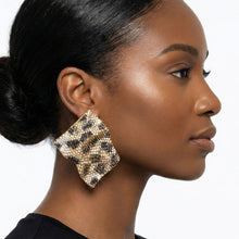 Load image into Gallery viewer, Stud Fierce Wild Leopard Encrusted Wavy Earrings
