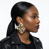 Stud Fierce Wild Leopard Encrusted Wavy Earrings
