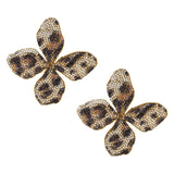 Stud Brilliant Leopard Dimensional Flower Earrings
