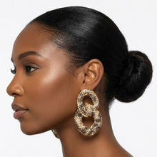 Load image into Gallery viewer, Dangle Wild Child Leopard Encrusted Chain Earrings
