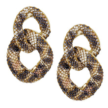 Load image into Gallery viewer, Dangle Wild Child Leopard Encrusted Chain Earrings
