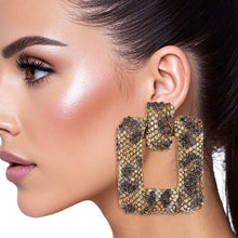 Load image into Gallery viewer, Stud Leopard Pave Rhinestone Door Knocker Earrings
