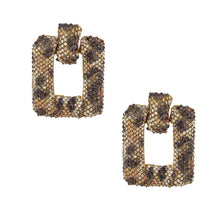 Load image into Gallery viewer, Stud Leopard Pave Rhinestone Door Knocker Earrings
