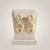 Dangle Matte Gold Puffy Anchor Link Earrings